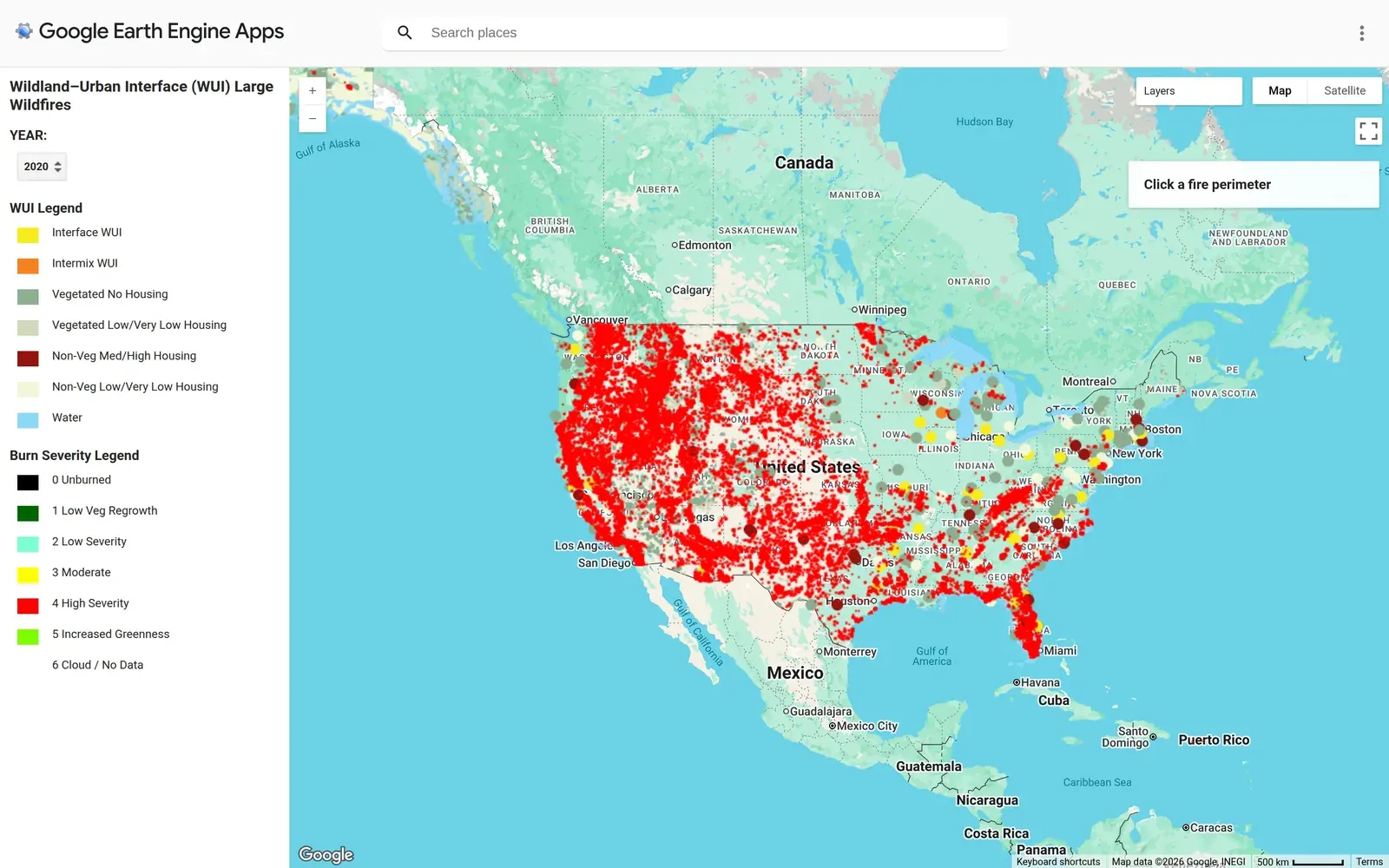 Wildland–urban interface wildfire risk surface